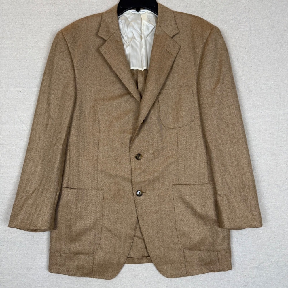 Samuelsohn Sport Coat 42R Loro Piana Herringbone Tan Blazer Old Money Mens
